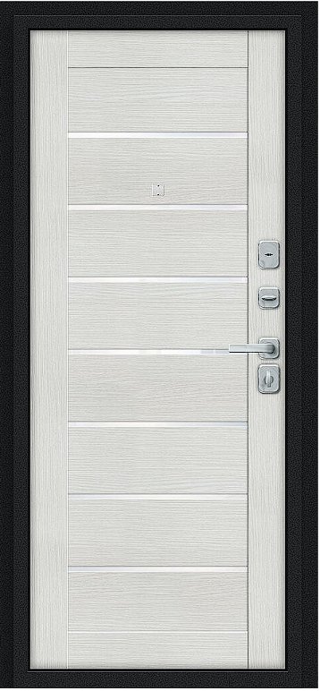 Товар Дверь Браво Техно/BChrome Букле черное/Bianco Melinga DIS007417