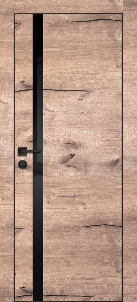 Межкомнатная дверь PX-8  черная кромка с 4-х ст. Дуб пацифик