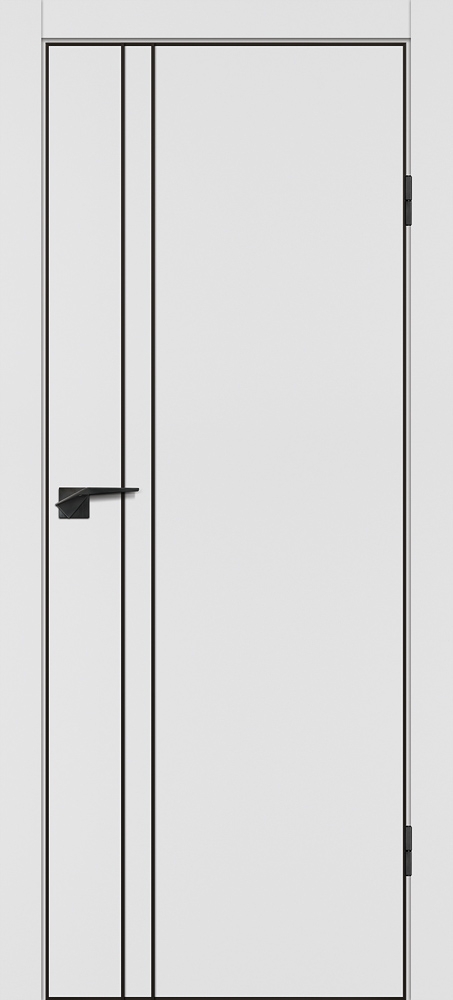 Межкомнатная дверь P-20  черный молдинг PET,  кромка ABS черная c 4-х ст. Белый матовый